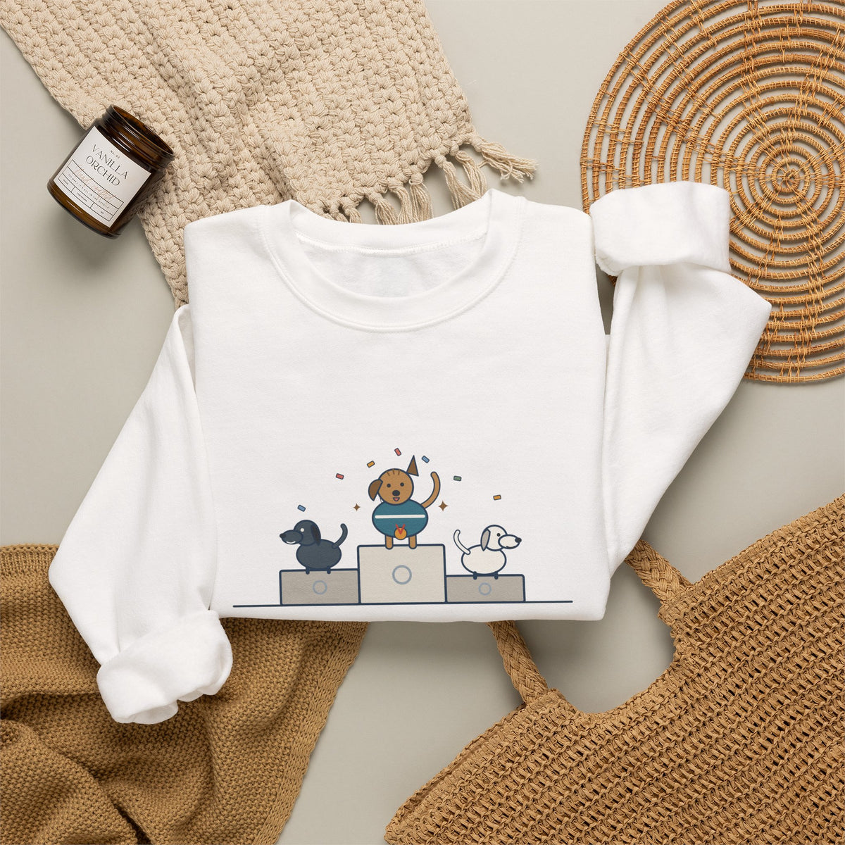 Every Dog Has His Day Sweatshirt, Underdog Proverb Crewneck, Mutt on the Podium