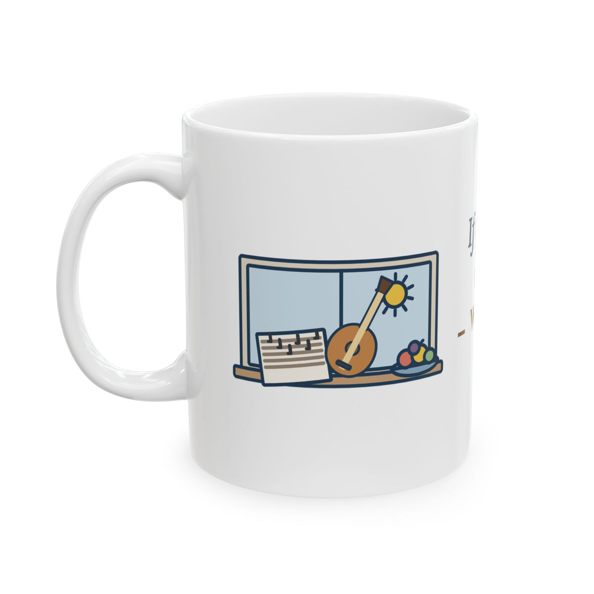 Shakespeare Quote Mug, If Music Be the Food of Love, Play On, Music Lute and Fruit Coffee Mug 11oz