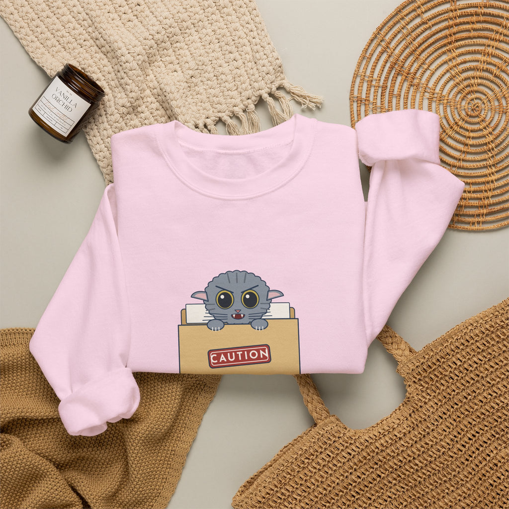Veterinary Technician Crewneck Sweatshirt - The Chart Says CAUTION. The Cat Agrees.