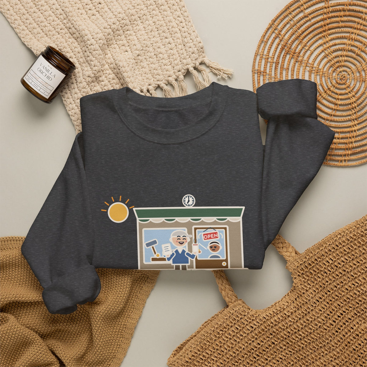 Retired, Still Up at 5:30 Sweatshirt, Funny Retired Crewneck with Hardware Store Dawn