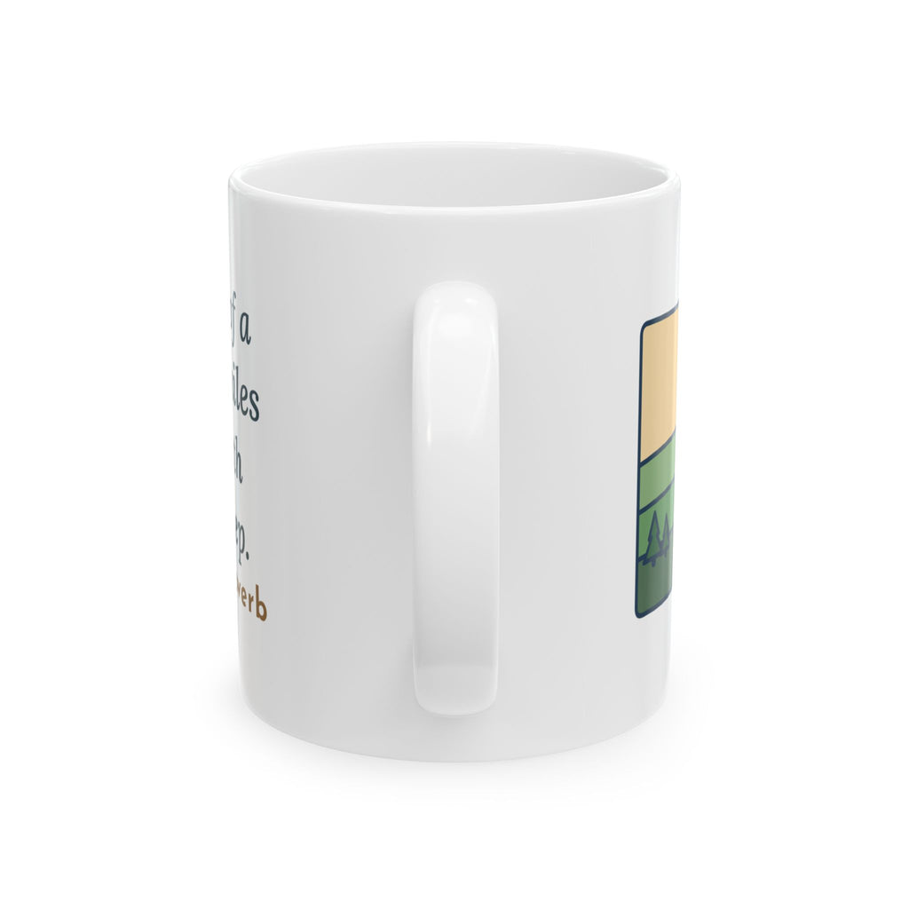 A Journey of a Thousand Miles Begins With a Single Step Mug, Wisdom Proverb Coffee Mug 11oz, Winding Road