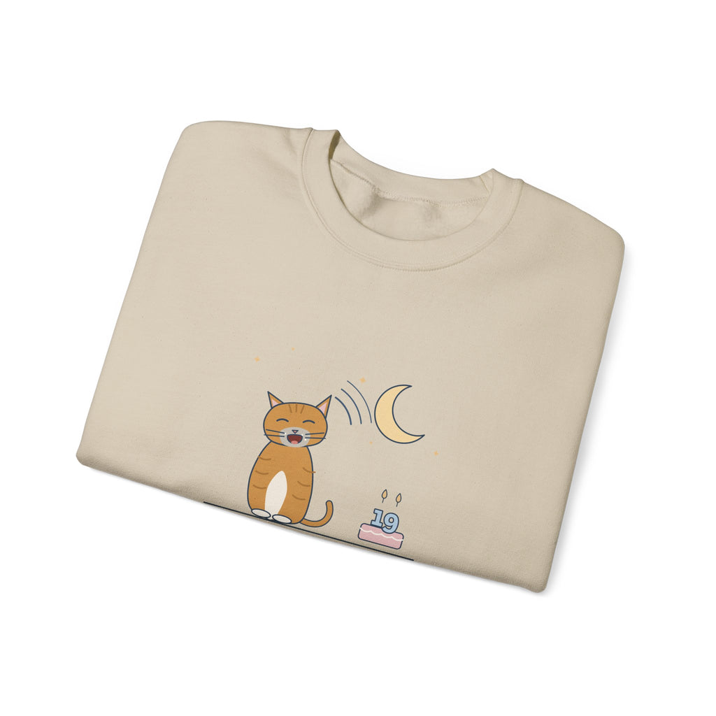 Senior Cat Crewneck Sweatshirt - Nineteen Years Old. Yells at 3 a.m. Earned It.