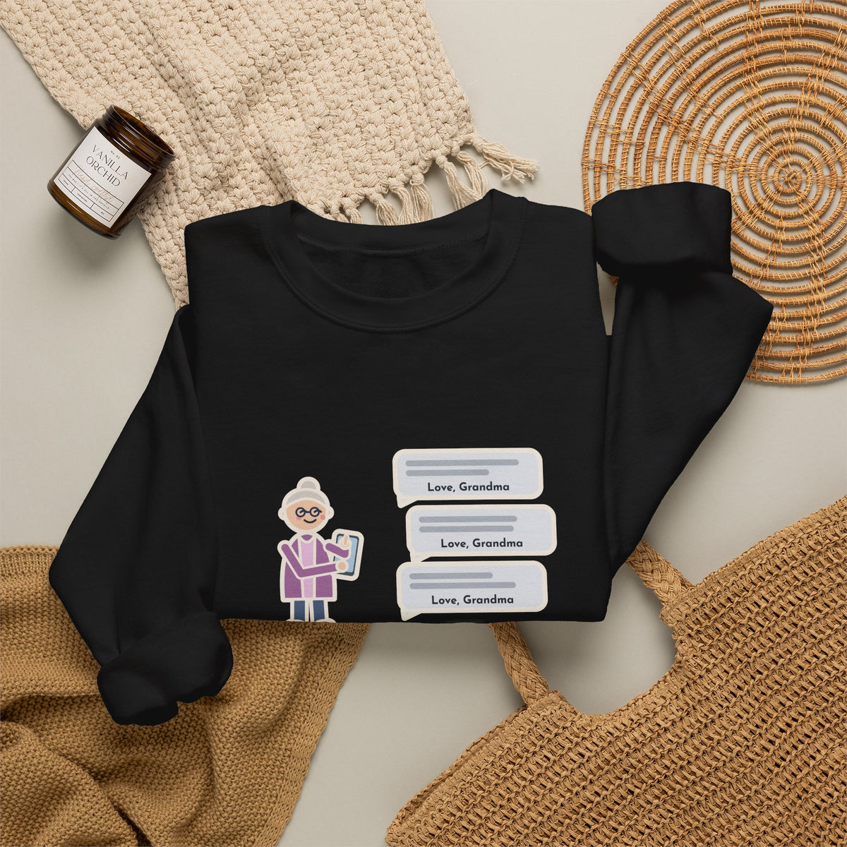 Grandma Texting Sweatshirt, Learned to Text, Every Message Ends with Love, Grandma, Funny Text Bubbles Crewneck