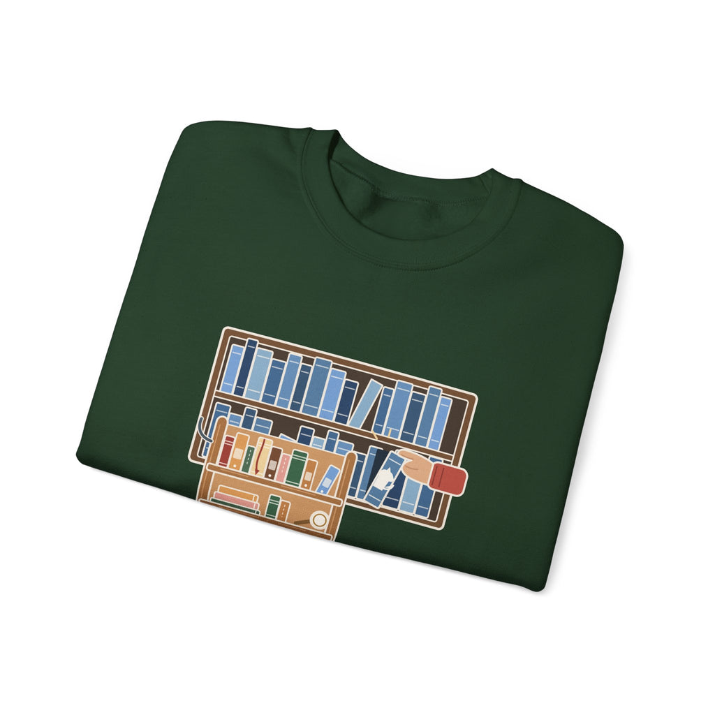 School Librarian Crewneck Sweatshirt - A Blue Book About a Dog. I'm On It.