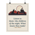 Bram Stoker Quote Poster, The Children of the Night, Gothic Wolves and Red Moon Wall Art