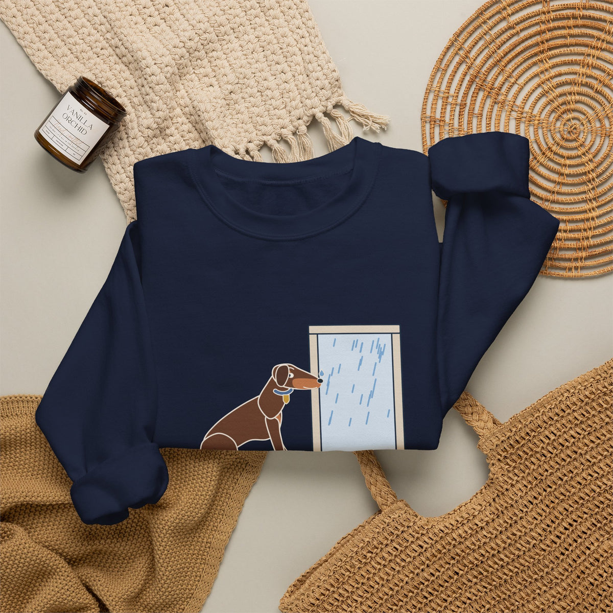 Doberman Crewneck Sweatshirt - Guard Dog. Won't Go Out in the Rain. Dobie Gift