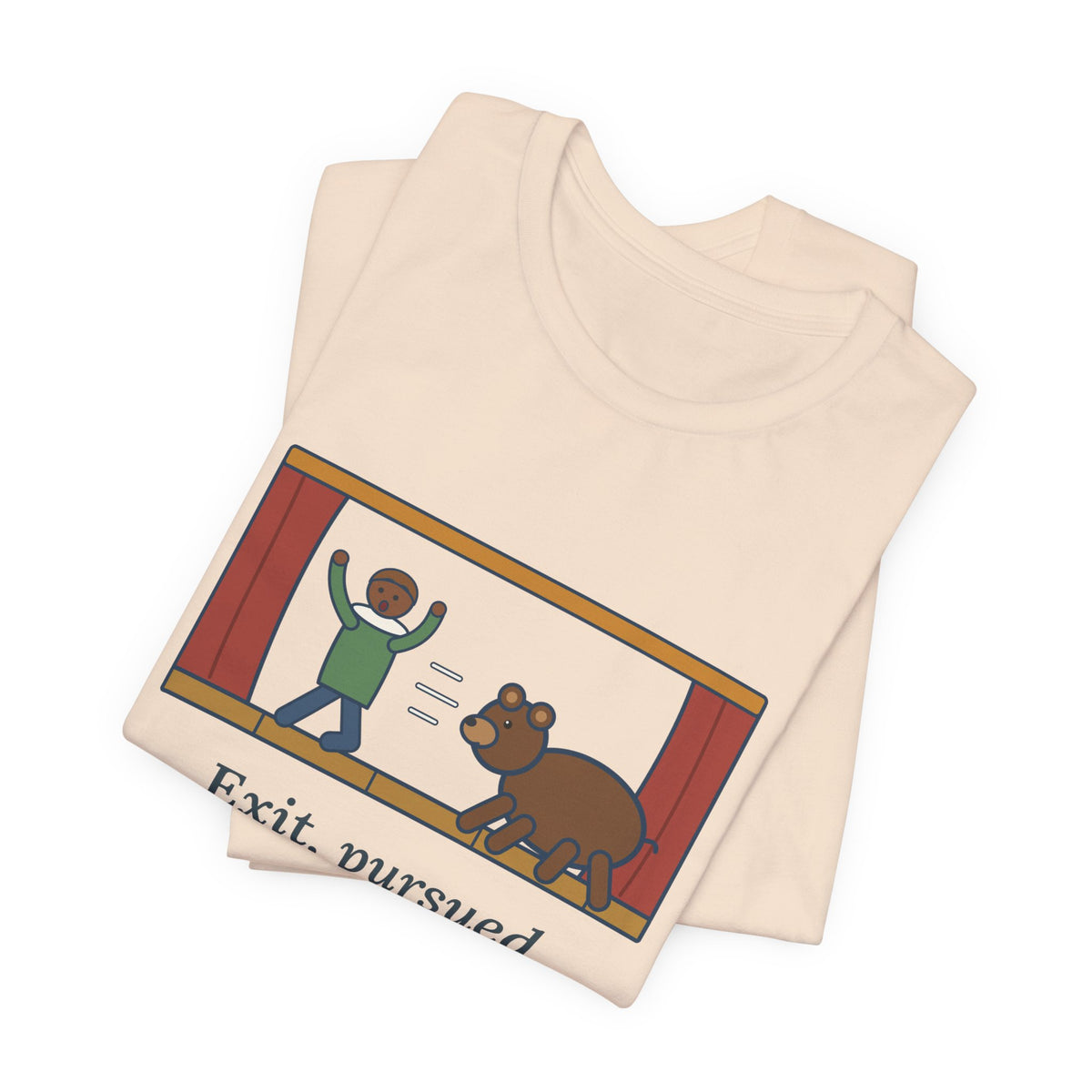 Shakespeare Quote T-Shirt, Exit, Pursued by a Bear, Theatre Stage Chase Tee