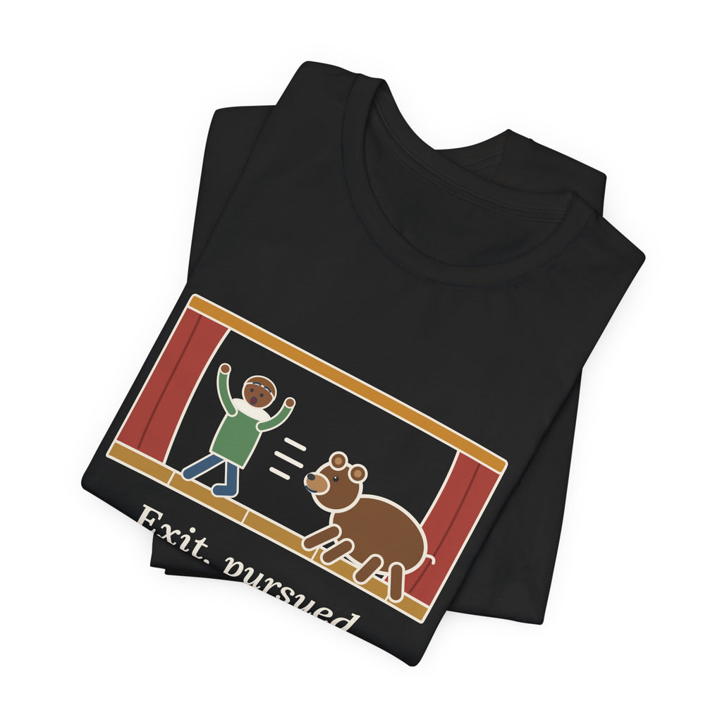 Shakespeare Quote T-Shirt, Exit, Pursued by a Bear, Theatre Stage Chase Tee