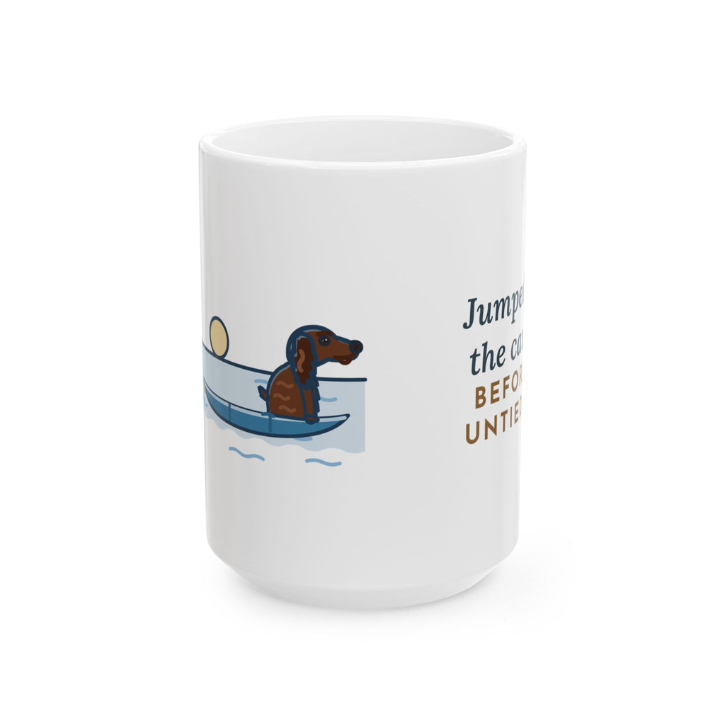 Large Boykin Spaniel Mug 15oz - Sat in the Canoe Before the Knot Was Untied