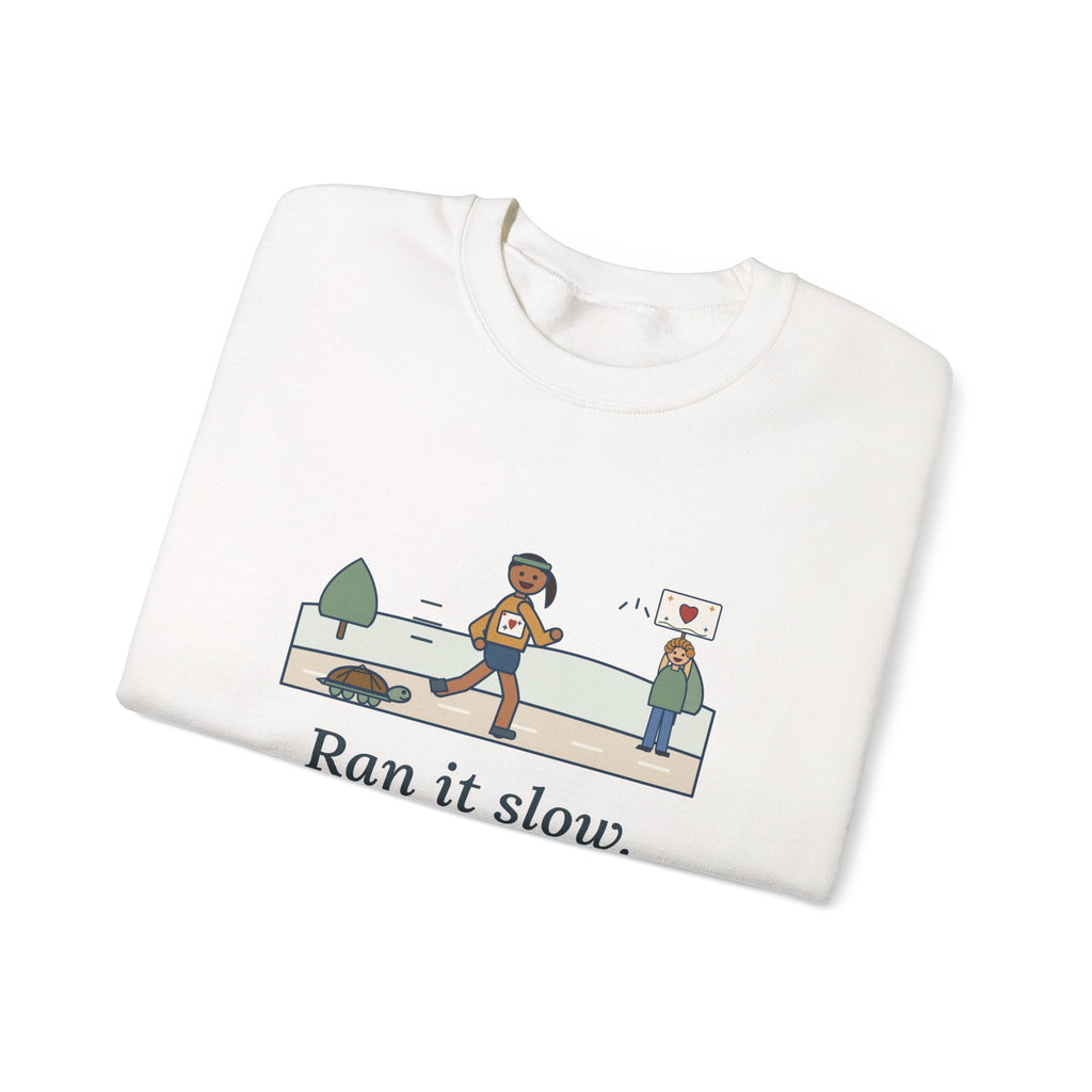 Ran It Slow. Ran It Anyway. Sweatshirt, Running Quote Crewneck, Turtle Pace