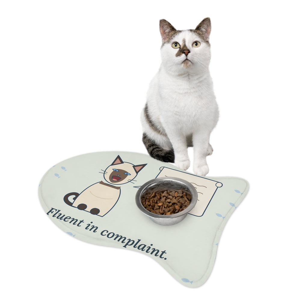 Siamese Cat Feeding Mat - Fluent in Complaint Funny Cat Food Mat
