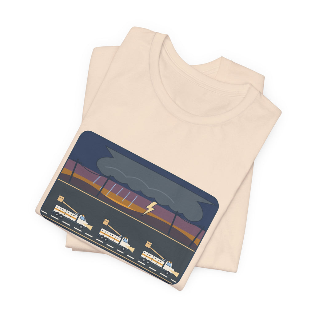 Lineworker T-Shirt - Mutual Aid. Any State. Any Storm. Power Line Crew Tee