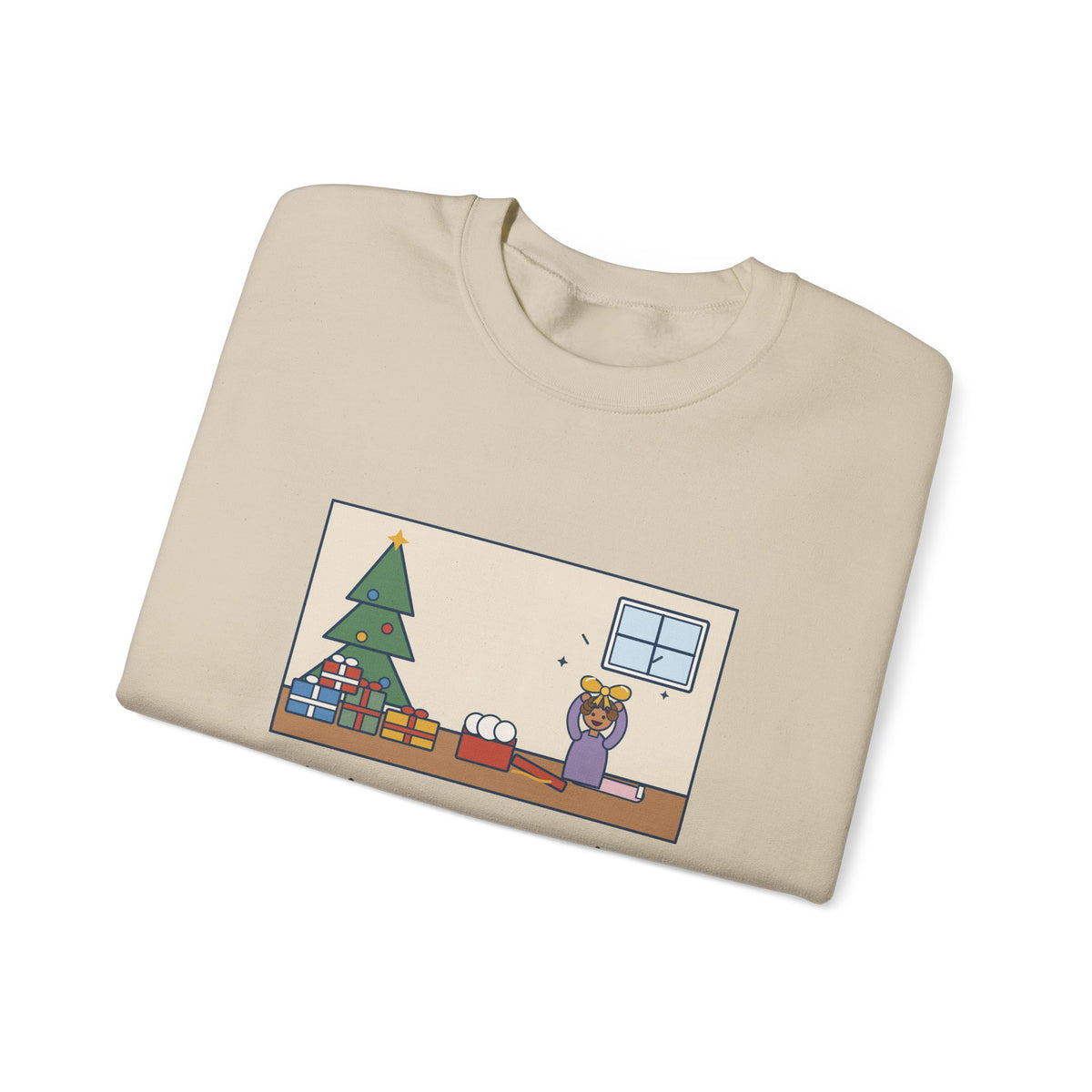 Christmas Morning Sweatshirt, The Toddler Opened One Gift and Spent an Hour with the Bow, Funny Shiny Bow Crewneck