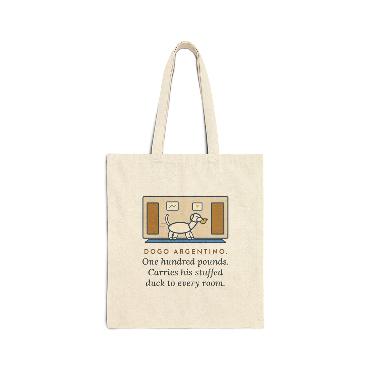 Dogo Argentino Tote Bag, One Hundred Pounds, Carries His Stuffed Duck to Every Room, Hallway Parade