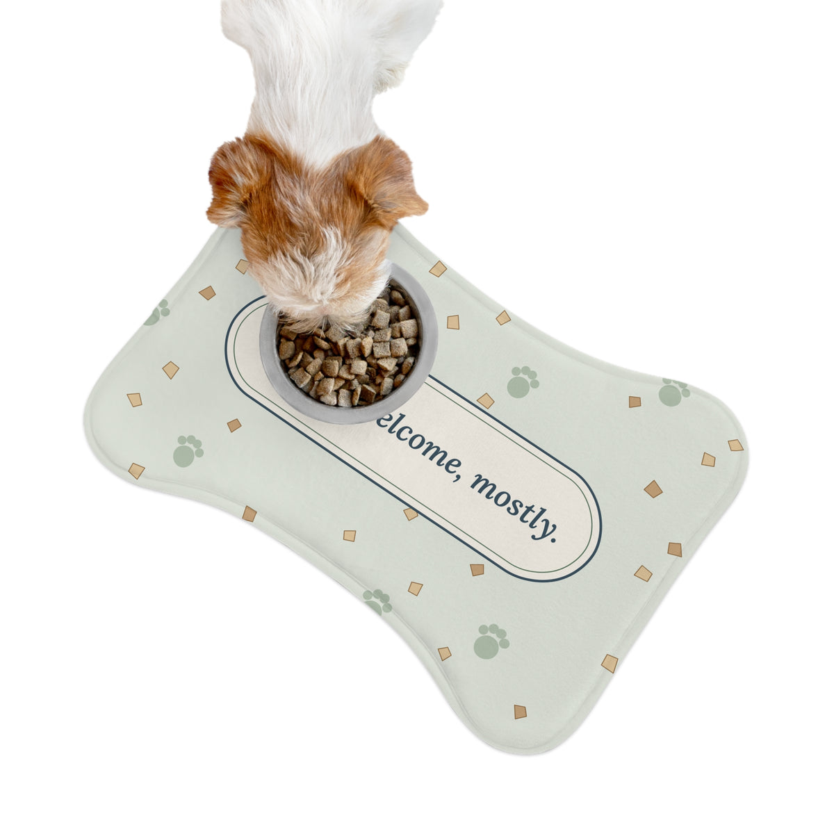 Pet Feeding Mat - Crumbs Welcome, Mostly Funny Dog and Cat Food Mat