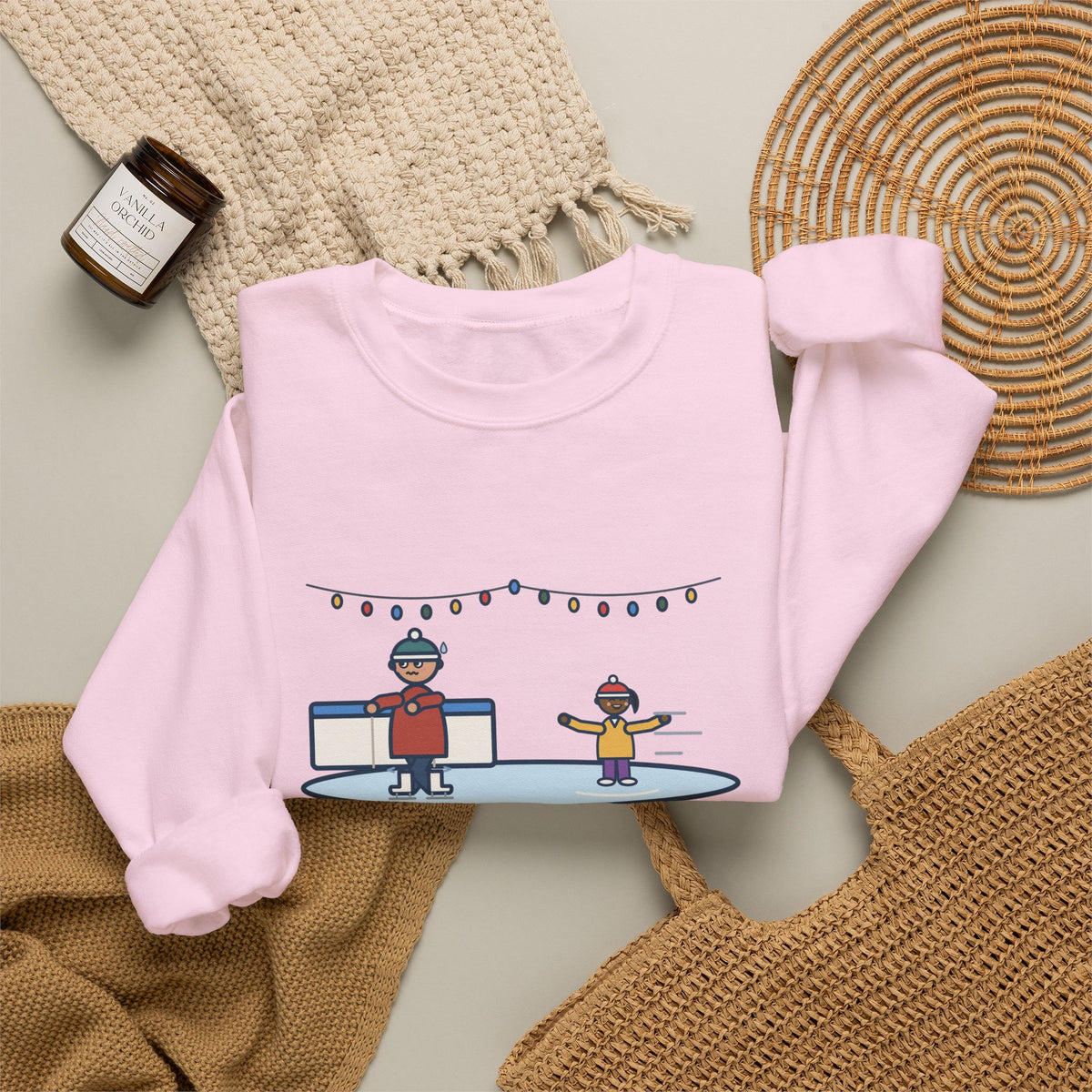 Ice Skating Sweatshirt, Held the Wall for an Hour, A Six-Year-Old Skated Past Me Backward, Funny Outdoor Rink Crewneck