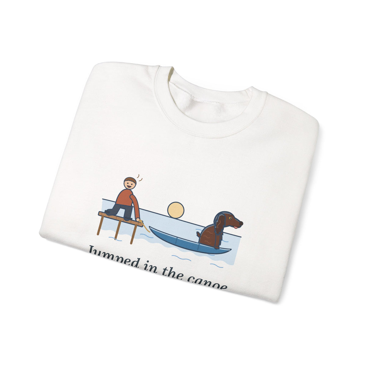 Boykin Spaniel Crewneck Sweatshirt - Seated in the Canoe Before the Rope Came Off