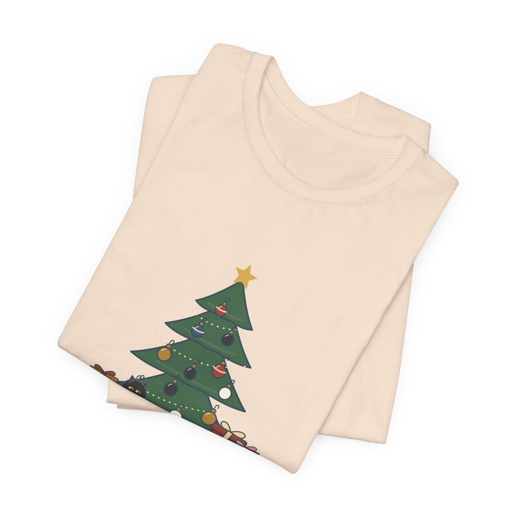 Black Cat Christmas T-Shirt - That Black Ornament on the Bottom Branch Is the Cat