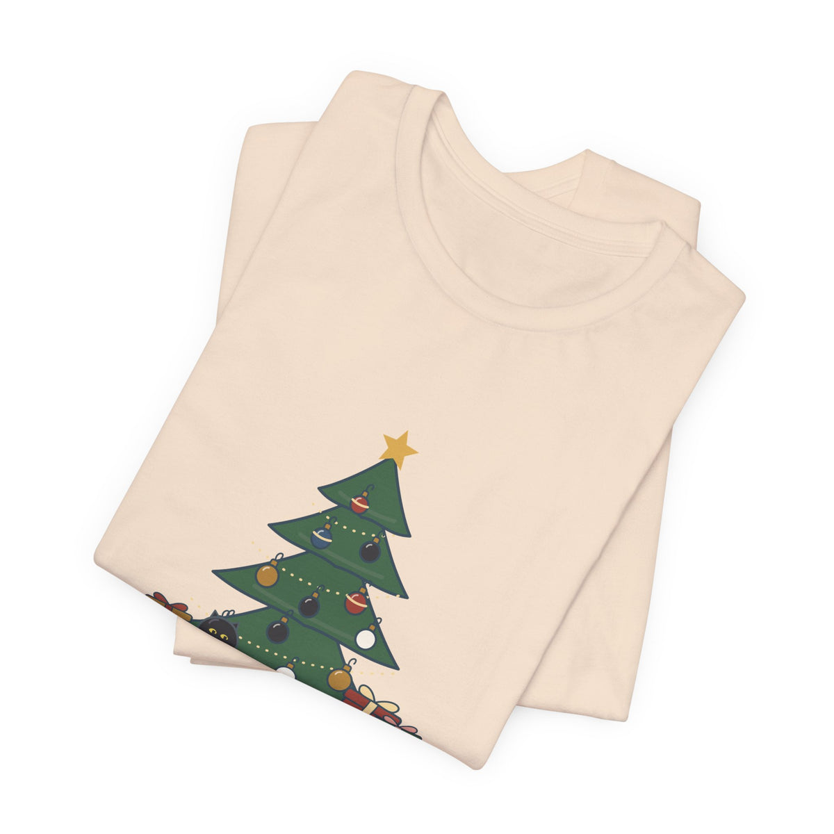 Black Cat Christmas T-Shirt - That Black Ornament on the Bottom Branch Is the Cat