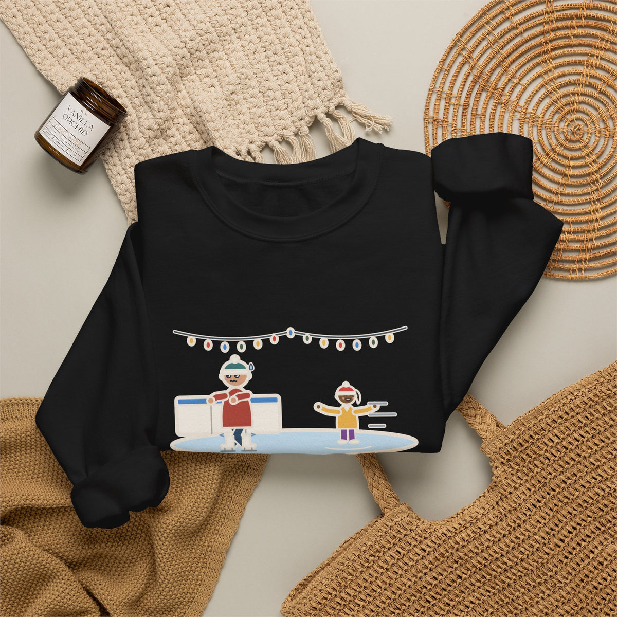 Ice Skating Sweatshirt, Held the Wall for an Hour, A Six-Year-Old Skated Past Me Backward, Funny Outdoor Rink Crewneck
