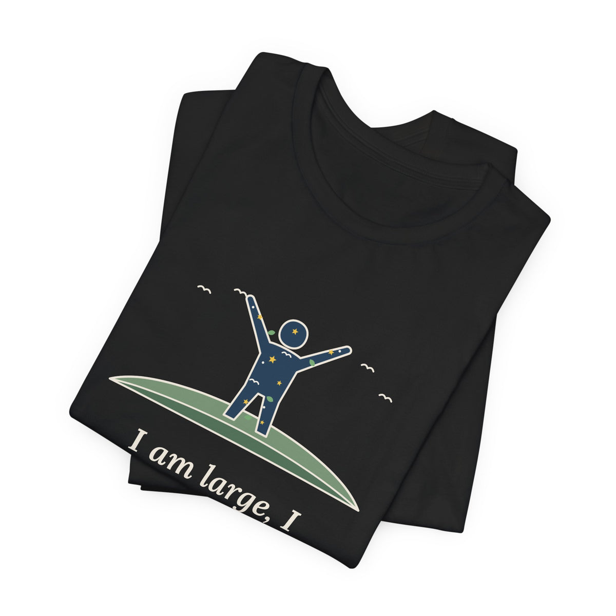 Walt Whitman Quote T-Shirt, I Am Large, I Contain Multitudes, Literary Starry Figure Tee