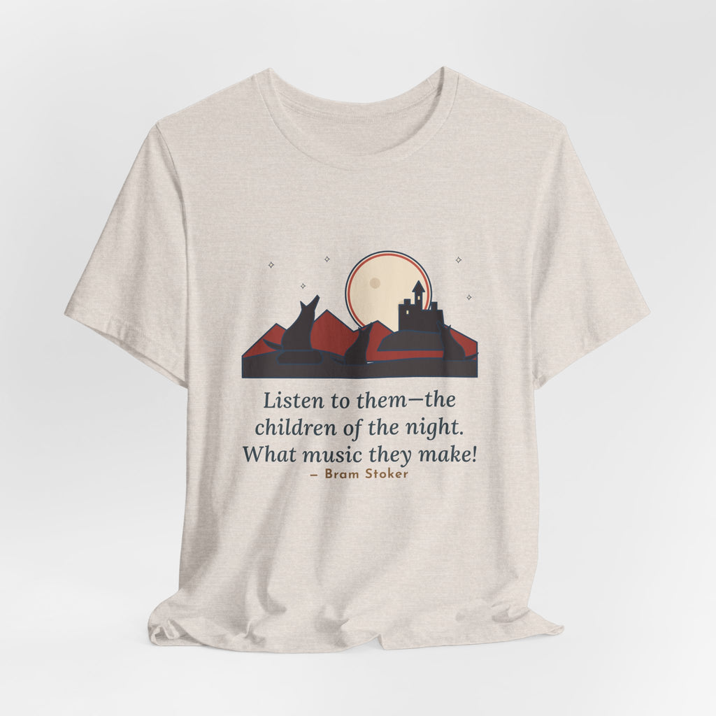 Bram Stoker Quote T-Shirt, The Children of the Night, Gothic Wolves and Red Moon Tee