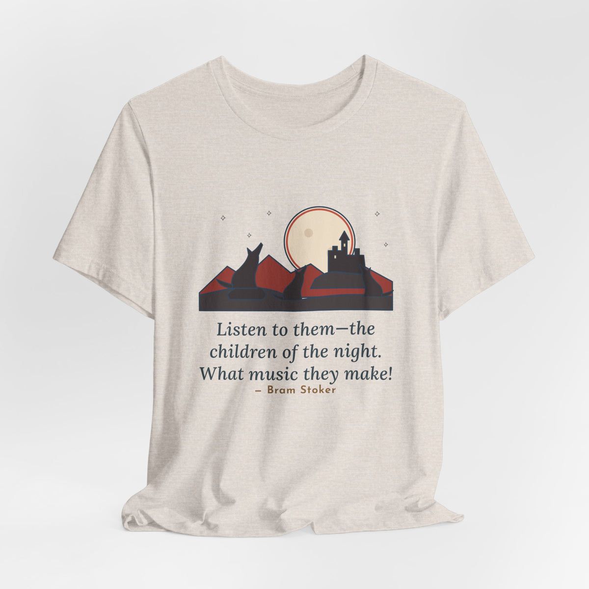 Bram Stoker Quote T-Shirt, The Children of the Night, Gothic Wolves and Red Moon Tee