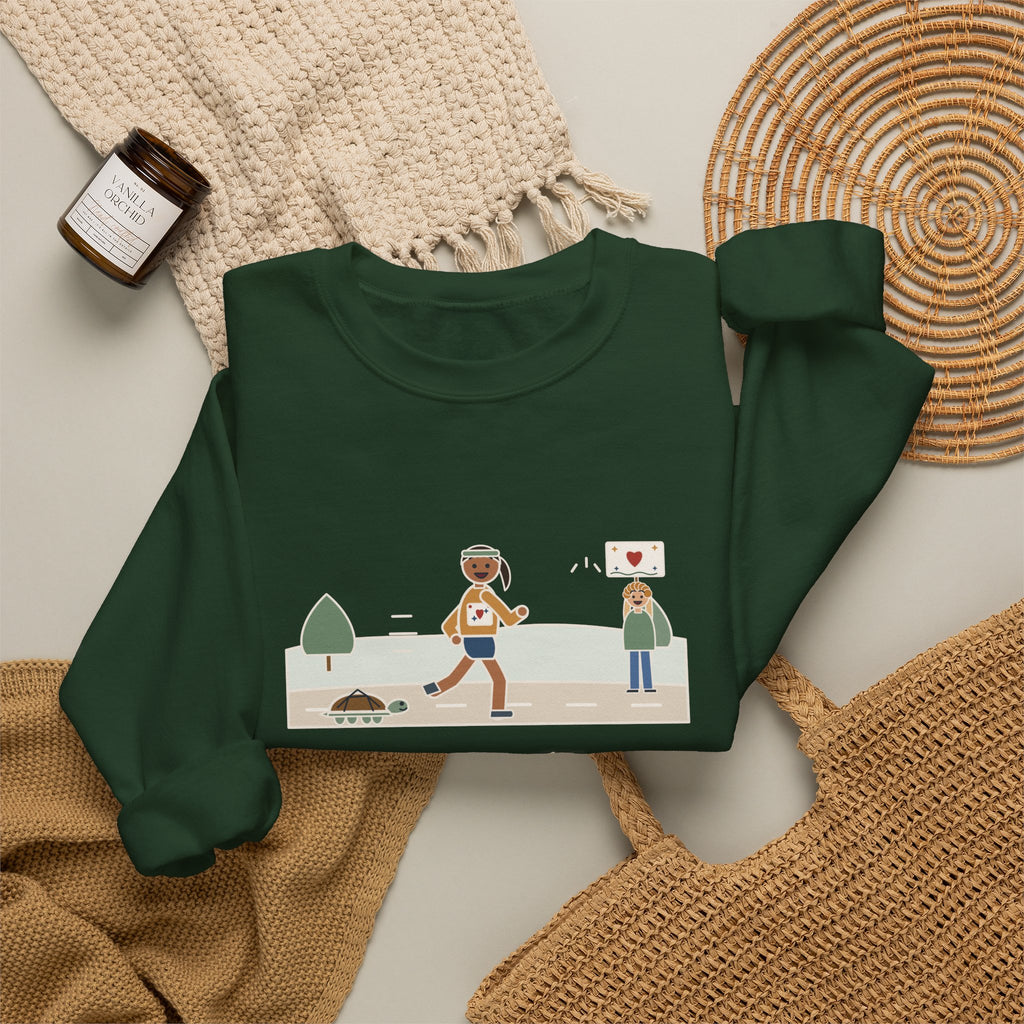 Ran It Slow. Ran It Anyway. Sweatshirt, Running Quote Crewneck, Turtle Pace