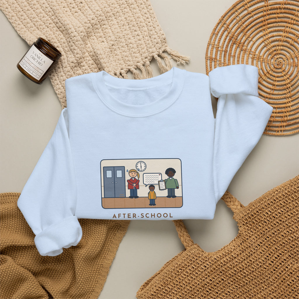 After-School Program Sweatshirt, Pickup Ends at 6:00, The Last Parent Ran In at 5:59 and Apologized for Ten Minutes