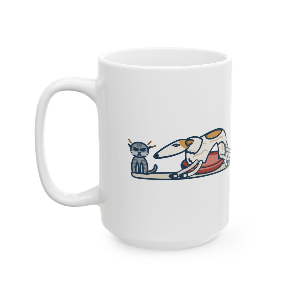 Large 15oz Borzoi Mug - All Four Legs in the Cat Bed Elegant Long Dog Gift
