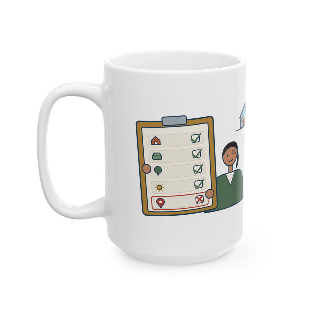 Large 15oz Residential Real Estate Agent Mug - Showing Feedback: Great House, Wrong Neighborhood