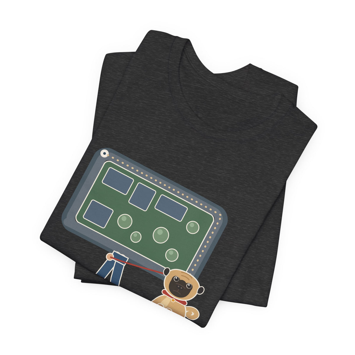 Pug T-Shirt - Halfway Around the Block, the Pug Sat Down Funny Dog Walk Tee
