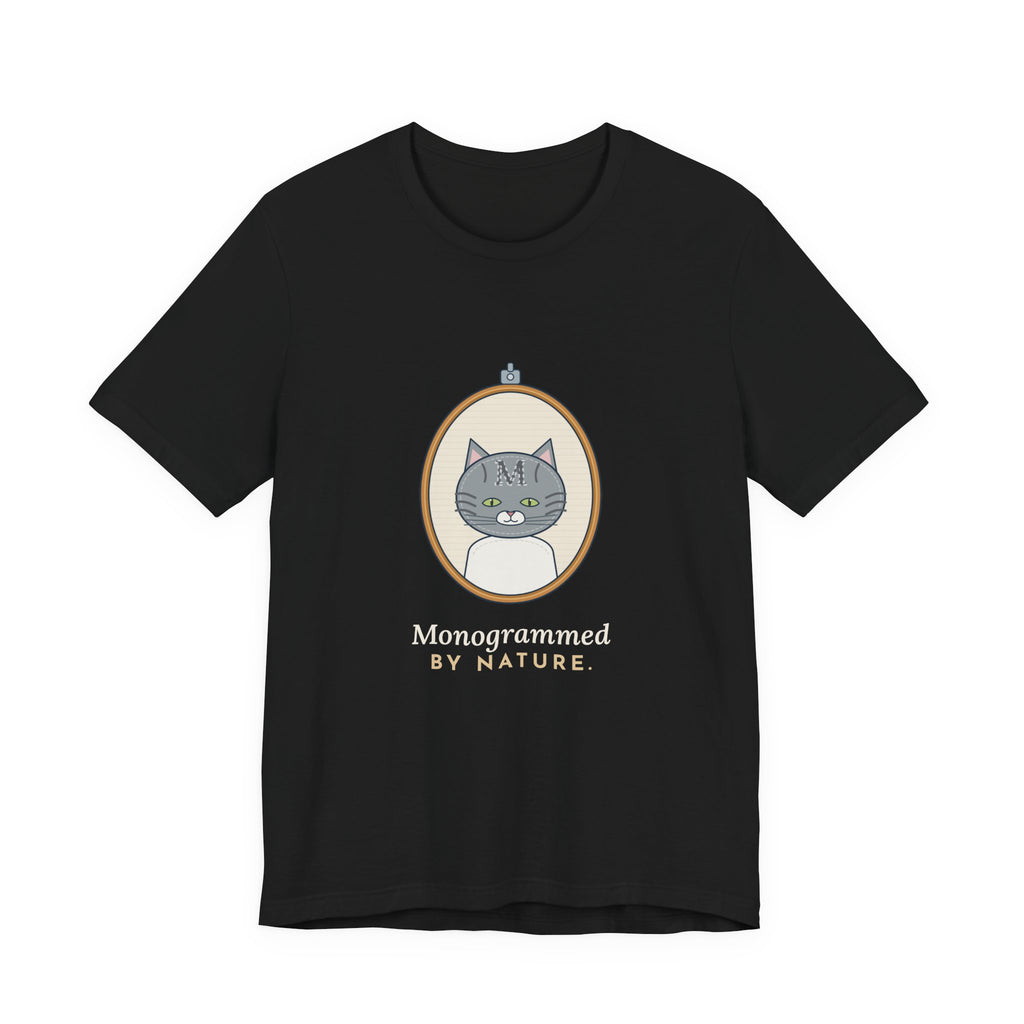 Gray Tabby Cat T-Shirt - Forehead M Initial, Nature's Own Letter Tabby Cat Lover Tee