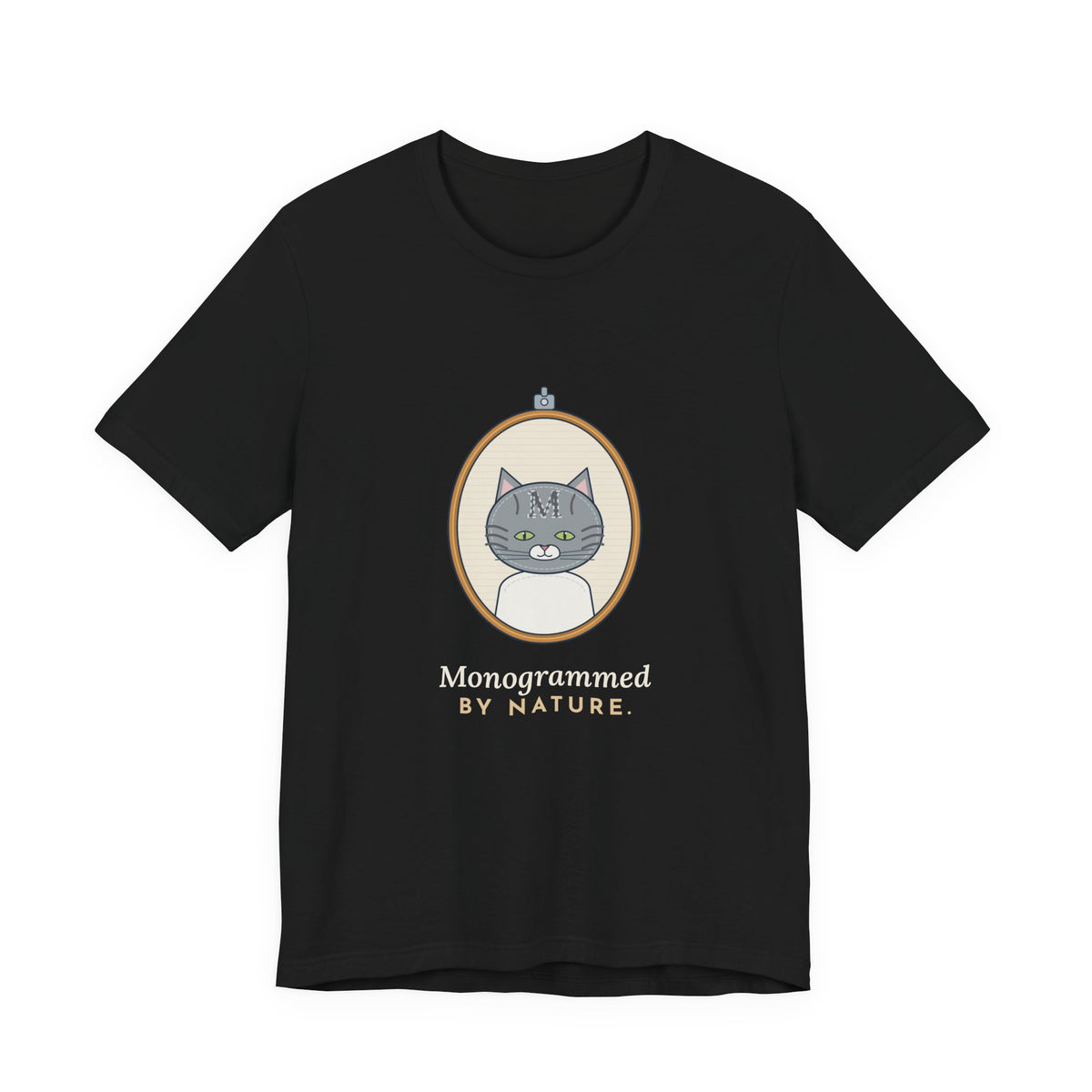 Gray Tabby Cat T-Shirt - Forehead M Initial, Nature's Own Letter Tabby Cat Lover Tee
