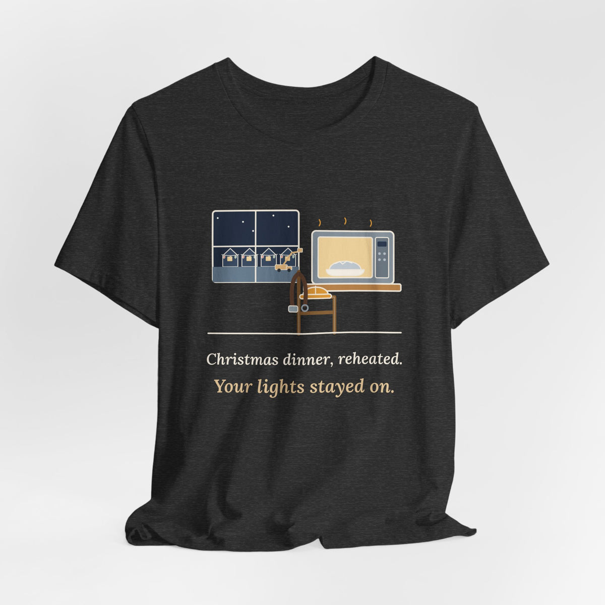 Lineman Christmas T-Shirt - Christmas Dinner, Reheated. Your Lights Stayed On.