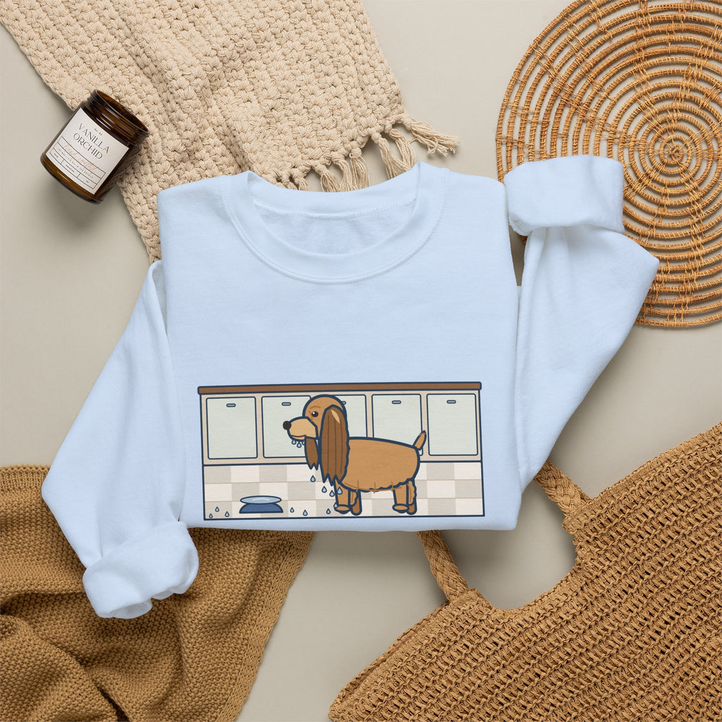 Cocker Spaniel Crewneck Sweatshirt - Wet Ears After One Sip of Water