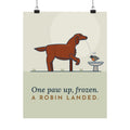 Irish Setter Poster - One Paw Up, Frozen, A Robin Landed Dog Wall Art Print