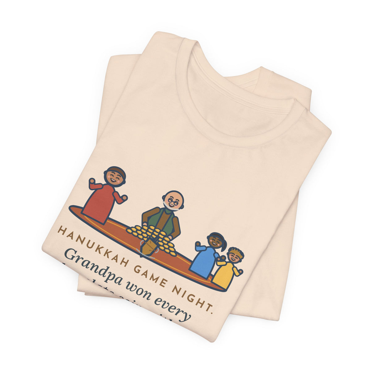 Funny Hanukkah Game Night T-Shirt, Grandpa Won Every Chocolate Coin with a Dreidel Older Than Mom, Living Room Rug Tee
