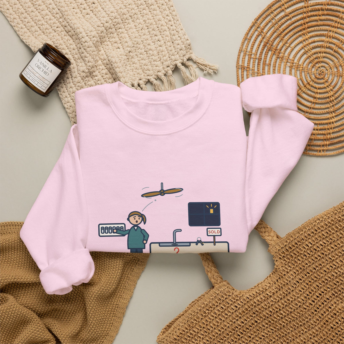 New Homeowner Sweatshirt, First Weekend Finding Which Switch Runs the Garbage Disposal, Funny Switch Plate Crewneck