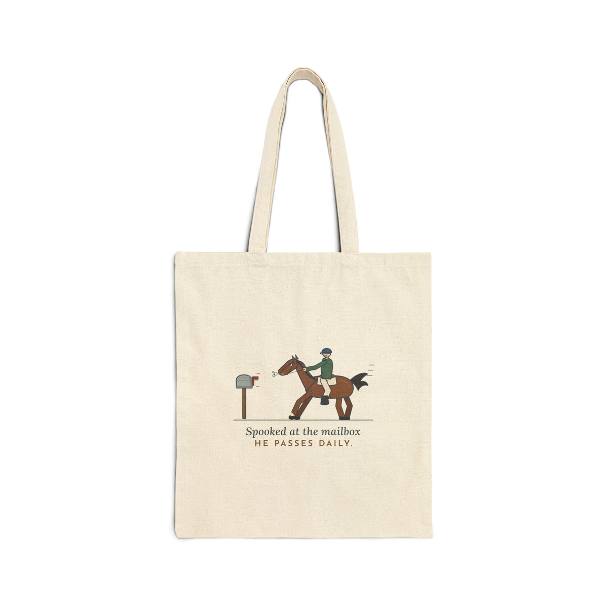 Horse Riders Tote Bag - Spooked at the Mailbox He Passes Daily. Barn Tote