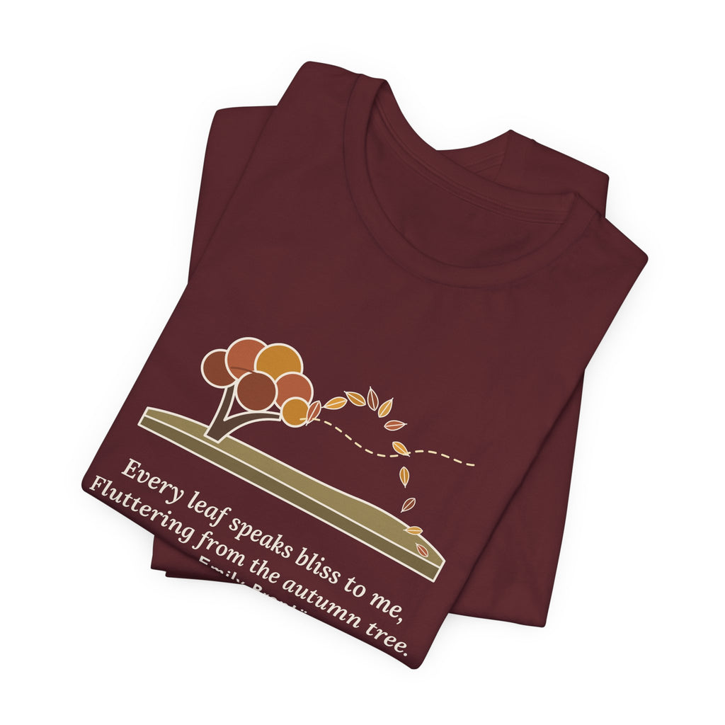 Emily Brontë Quote T-Shirt, Every Leaf Speaks Bliss to Me, Autumn Windswept Moor Tree Tee