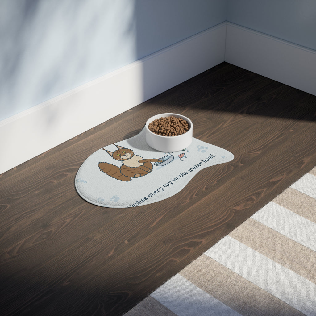 Maine Coon Pet Feeding Mat - Washes Every Toy in the Water Bowl. Cat Bowl Mat