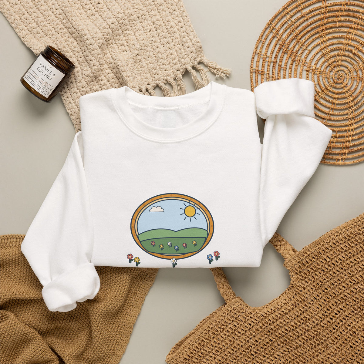 Shall I Compare Thee to a Summer's Day Sweatshirt, Love Shakespeare Quote Crewneck with Framed Meadow