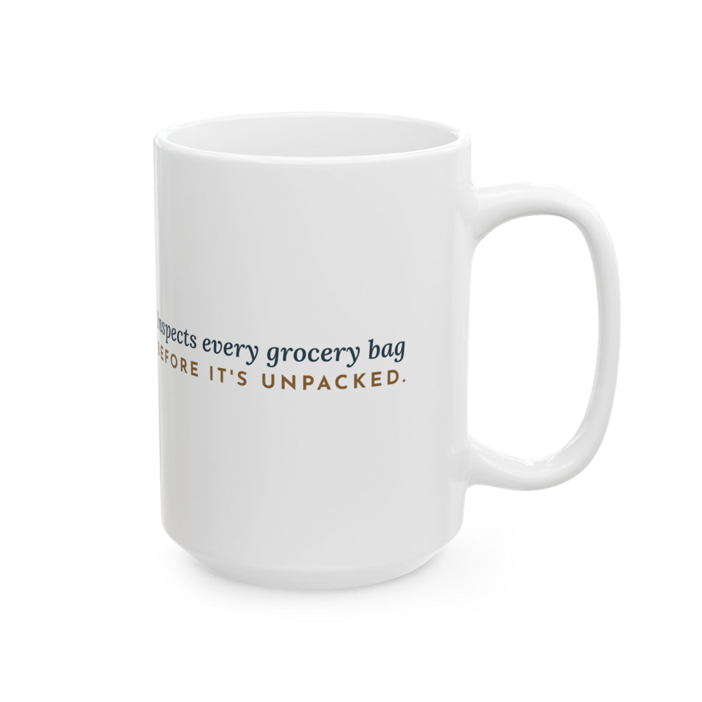Large Singapura Cat Mug 15oz - Inspects Every Grocery Bag Before It's Unpacked, Cat Lover Gift