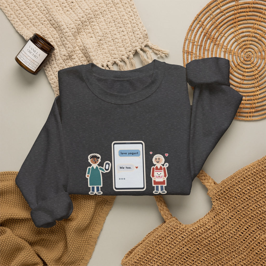 Texting Mom Sweatshirt, Autocorrect Sent Love Yogurt, She Replied Me Too, Funny Yogurt Hug Crewneck