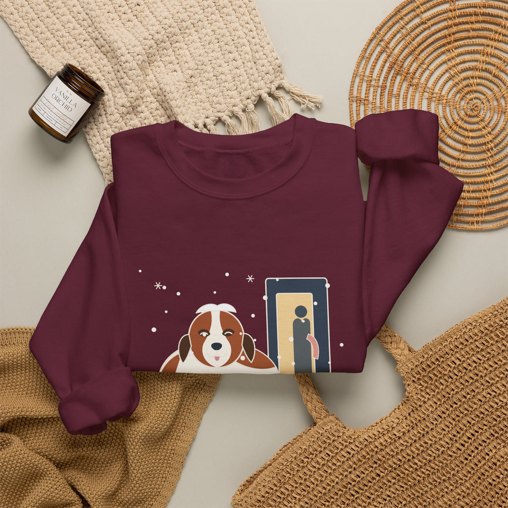 Saint Bernard Winter Crewneck Sweatshirt - Inside Dog Until the First Big Snow Big Dog Gift