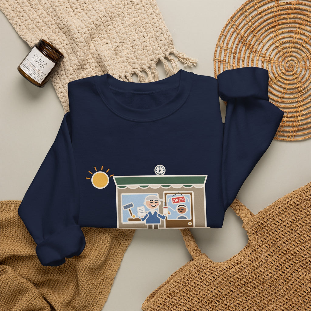 Retired, Still Up at 5:30 Sweatshirt, Funny Retired Crewneck with Hardware Store Dawn