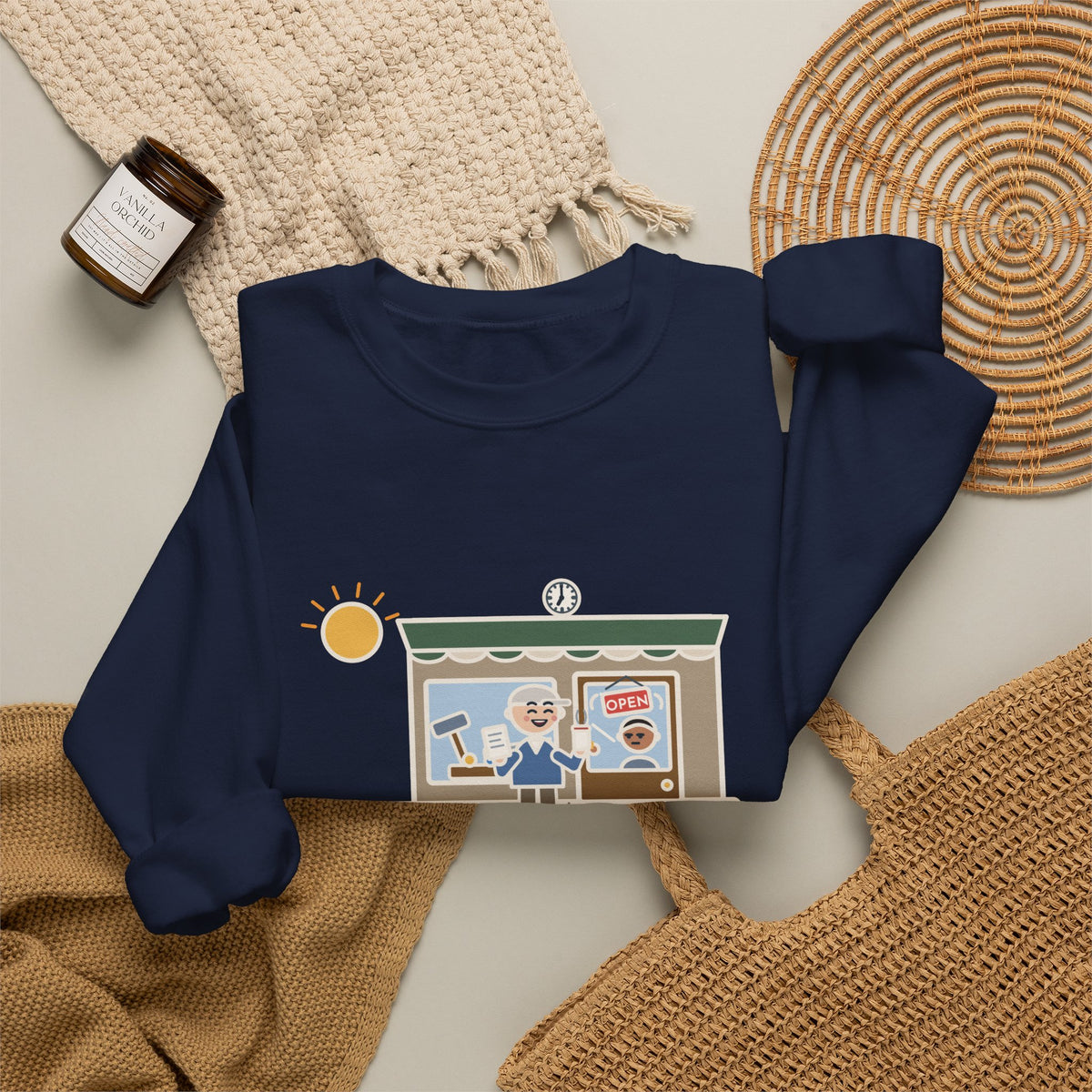 Retired, Still Up at 5:30 Sweatshirt, Funny Retired Crewneck with Hardware Store Dawn
