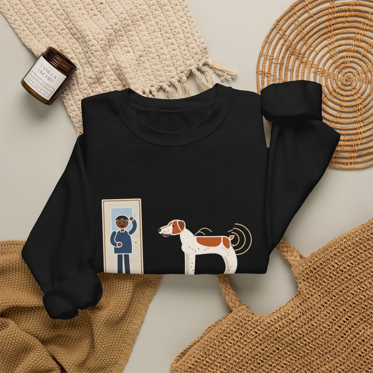 Brittany Dog Crewneck Sweatshirt - No Tail to Speak Of, Wags From the Shoulders Back