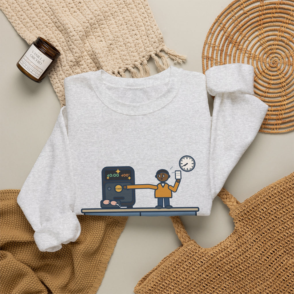 Air Fryer Sweatshirt, Set the Time and Temperature, Forty Minutes Later Found the Start Button, Funny Kitchen Counter Crewneck